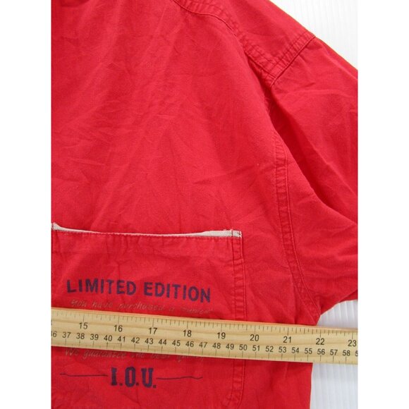 VINTAGE IOU Shirt Medium Button Down Pockets Camp Limited Edition Retro - Picture 5 of 10